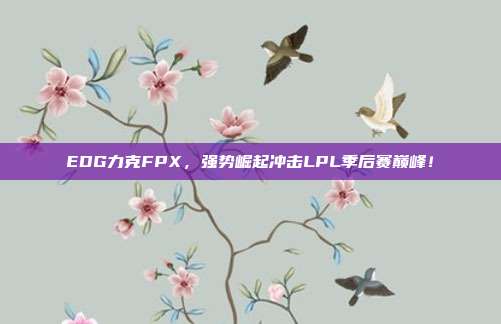 EDG力克FPX，强势崛起冲击LPL季后赛巅峰！